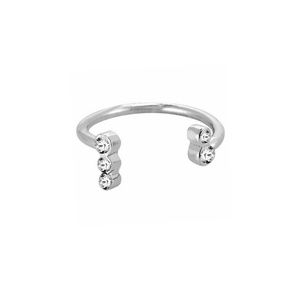 Stella Valle Silver Swarovski Crystal Open Ring